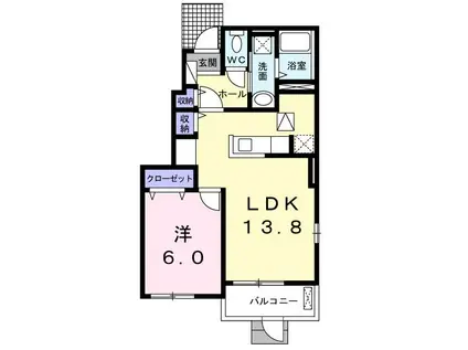 フェリーチェ アイミ(1LDK/1階)の間取り写真