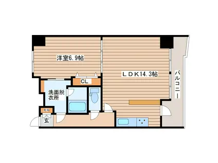 SK20ビル(1LDK/6階)の間取り写真