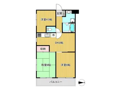 ヴェラハイムひばりが丘(3DK/1階)の間取り写真