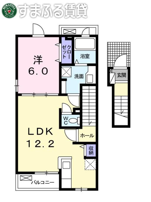 サンプラスIII(1LDK/2階)の間取り写真