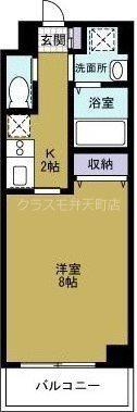 エグゼ大阪BAY(1K/4階)の間取り写真