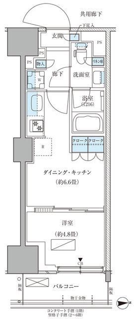 パークアクシス品川天王洲アイル(1DK/2階)の間取り写真