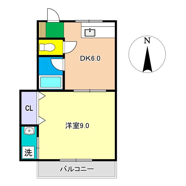 ドリームハウス1(1DK/3階)の間取り写真