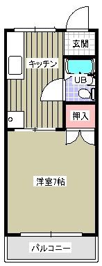 佐鳴ハイツ(1K/2階)の間取り写真