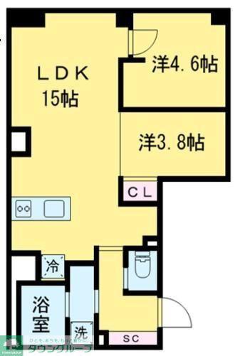 オープンブルーム尾久(2LDK/6階)の間取り写真