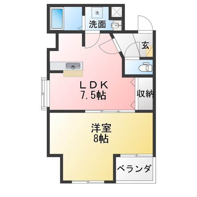 エスポワール(1DK/1階)の間取り写真