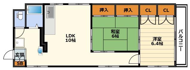 メゾンマロニエ(2LDK/2階)の間取り写真