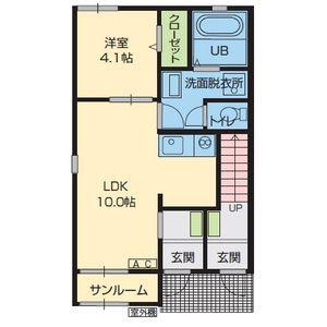 グランドソレイユ幸(1LDK/1階)の間取り写真