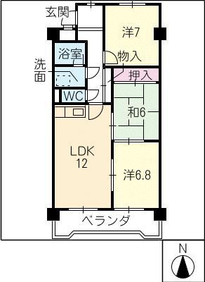 スカイガーデン兜山(3LDK/4階)の間取り写真