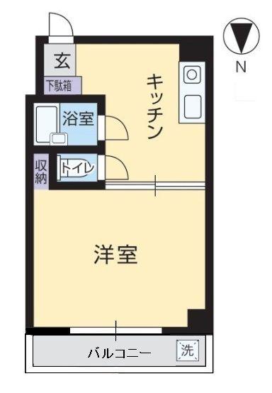 ユソウビル(1K/1階)の間取り写真