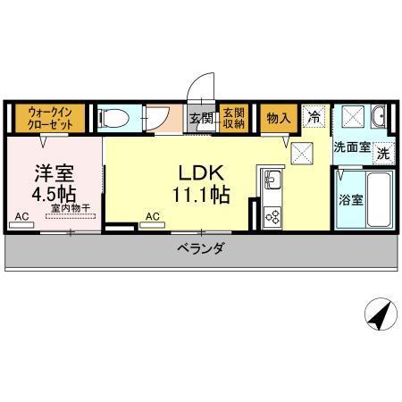 フェリオ新山口(1LDK/3階)の間取り写真