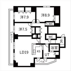 ベルリード福住(3LDK/8階)の間取り写真