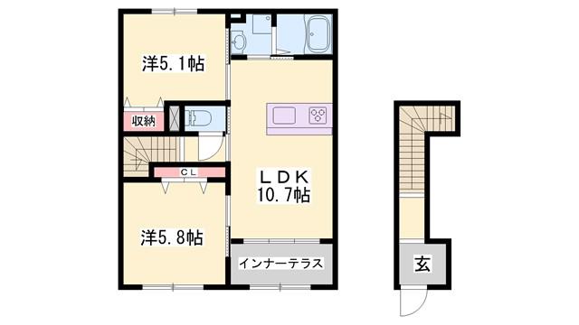 ウィン ワールド(2LDK/2階)の間取り写真