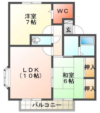 エーデルハイムB(2LDK/1階)の間取り写真