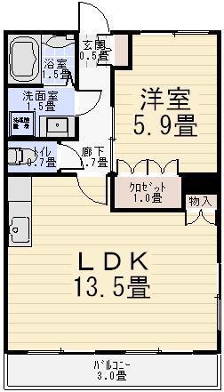 マスターピース(1LDK/2階)の間取り写真