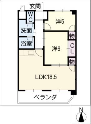 サンシャイン宿跡(2LDK/5階)の間取り写真