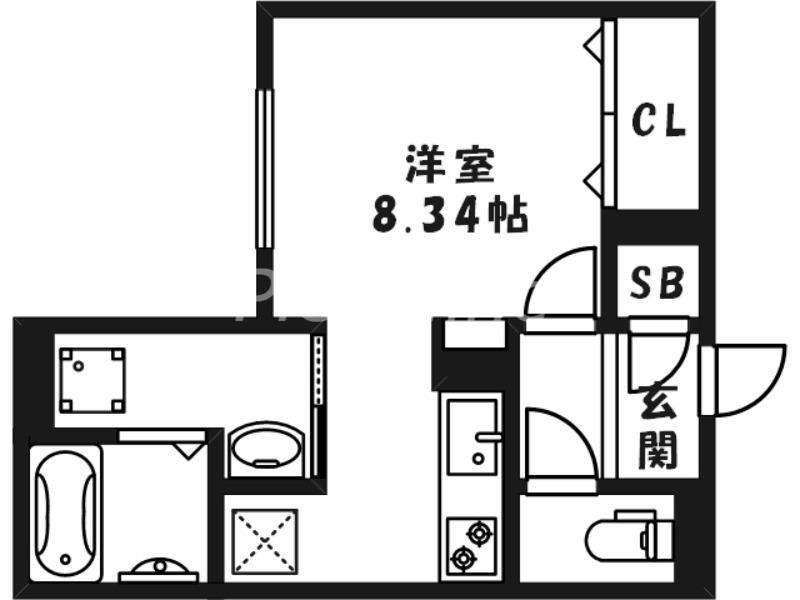 D-ROOMFUTABA2(ワンルーム/1階)の間取り写真