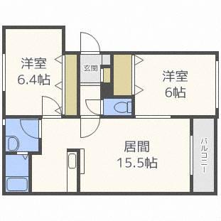 岩崎MS西野4・7(2LDK/2階)の間取り写真