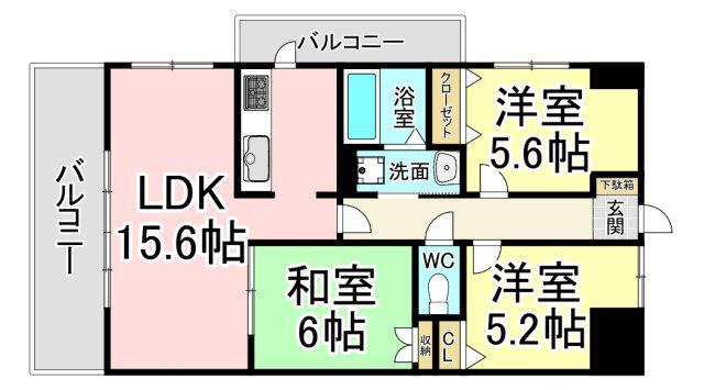 ルネックスII(3LDK/3階)の間取り写真
