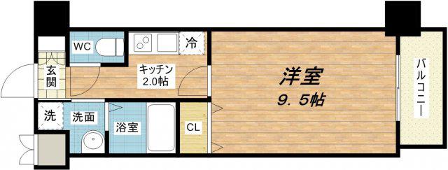 プレジオ中之島(1K/9階)の間取り写真