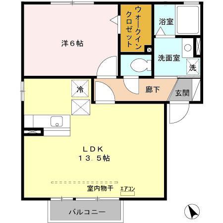 サンモール B 2年限定(1LDK/1階)の間取り写真