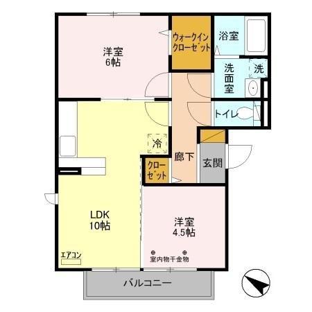 スカイハイム(2LDK/3階)の間取り写真