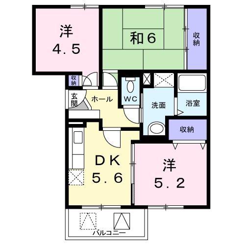 サンガーデン北川II(3DK/3階)の間取り写真