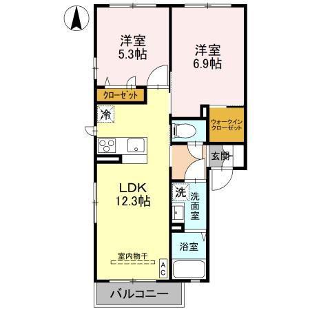 ルポゼA(2LDK/1階)の間取り写真