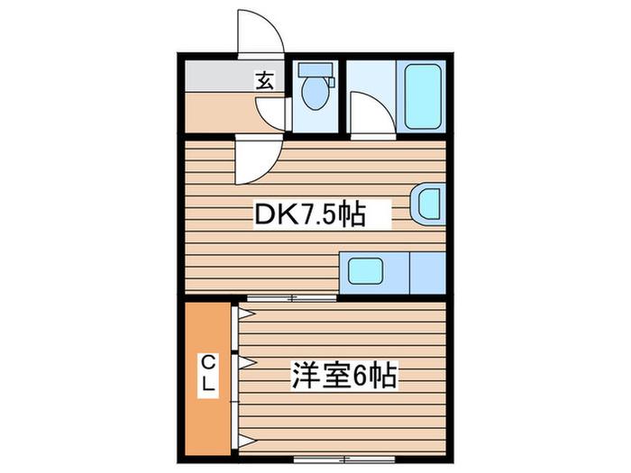 ノース26(1DK/2階)の間取り写真