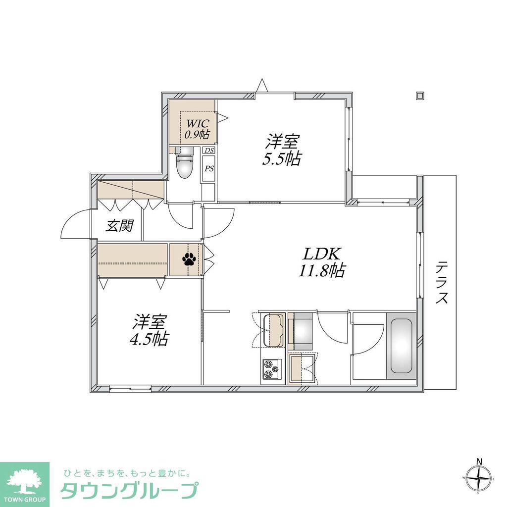 GLUCK HAUS(2LDK/1階)の間取り写真
