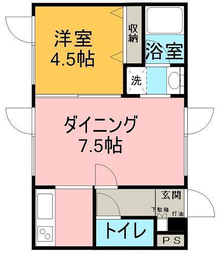アルファ2(1LDK/2階)の間取り写真