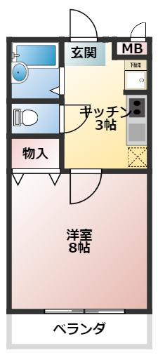 田谷住研ビル(1K/3階)の間取り写真