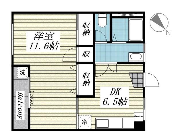 DOMUSマンション(1DK/3階)の間取り写真