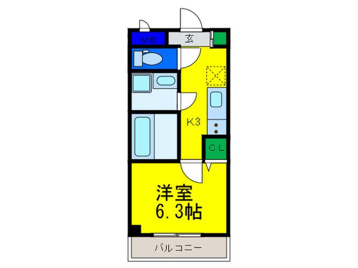 ル・クール住吉大社(1K/8階)の間取り写真