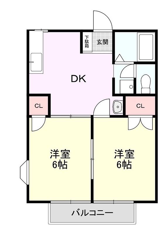 ファミールI(2DK/1階)の間取り写真
