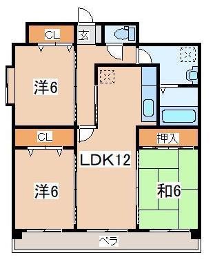HKIマンション東見前(3LDK/2階)の間取り写真