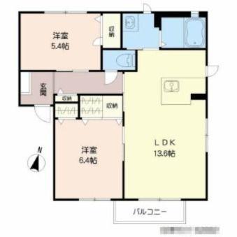 メゾン ド ボヌール A棟(2LDK/2階)の間取り写真
