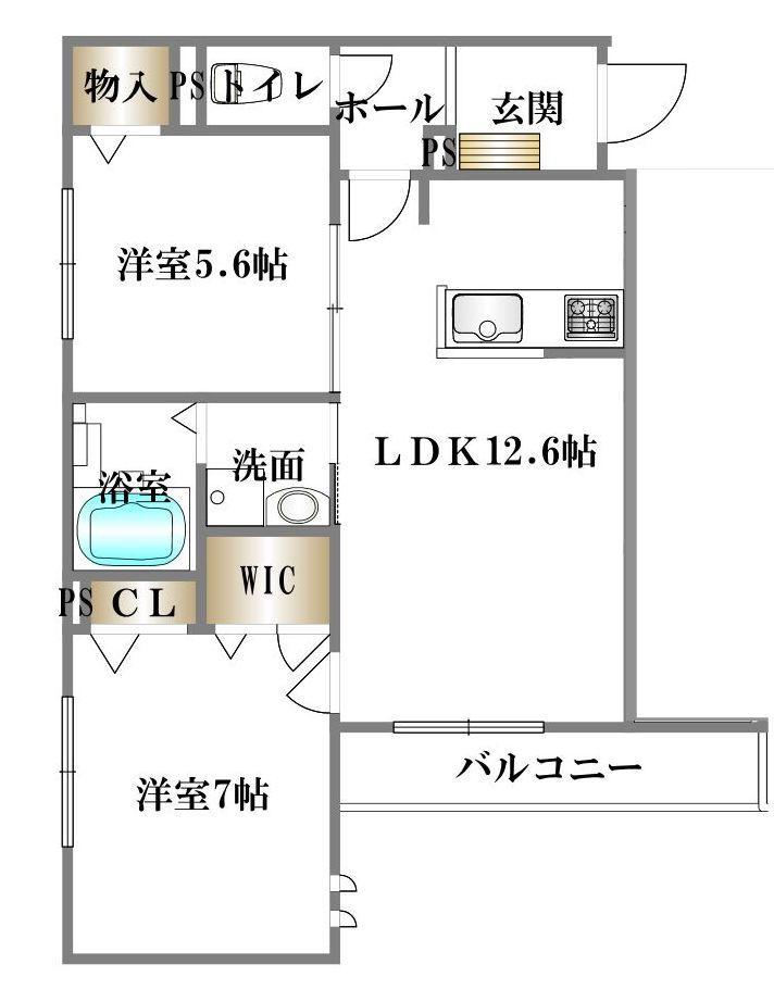 リベール・プランドール(2LDK/3階)の間取り写真