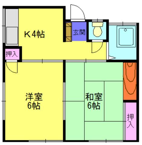 Fヴィレッジ日の出町(2DK/2階)の間取り写真