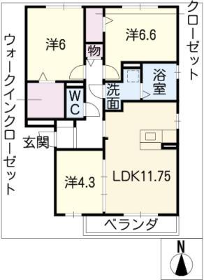アムール(3LDK/2階)の間取り写真