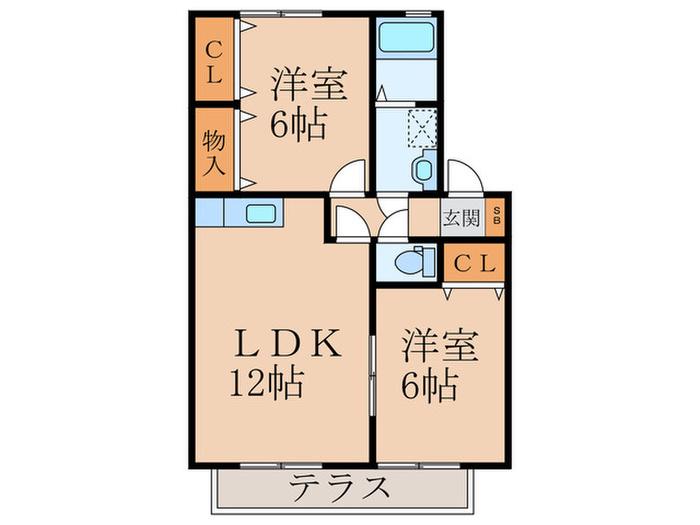 セピアA棟(2LDK/1階)の間取り写真