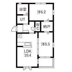 リバティーヒルズ(2LDK/2階)の間取り写真