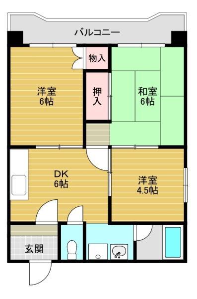 モンリベルテ天王寺(3DK/5階)の間取り写真