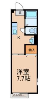 グレイスK(1K/2階)の間取り写真