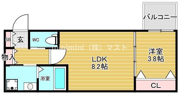 WIN玉出II(1LDK/1階)の間取り写真