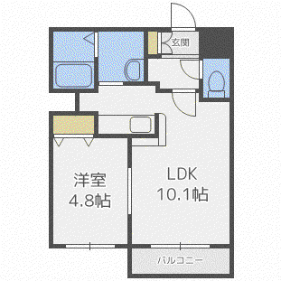 MANYS COURT(1LDK/3階)の間取り写真