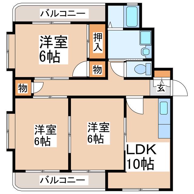 インフィニティ出水I(3DK/1階)の間取り写真