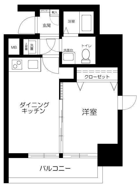 ライジングプレイス浅草(1DK/2階)の間取り写真