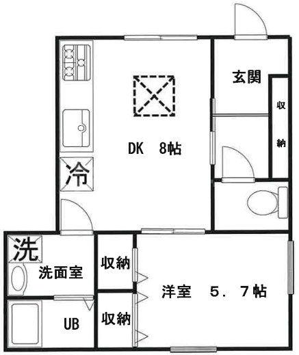 綾瀬1丁目アパート(1DK/1階)の間取り写真