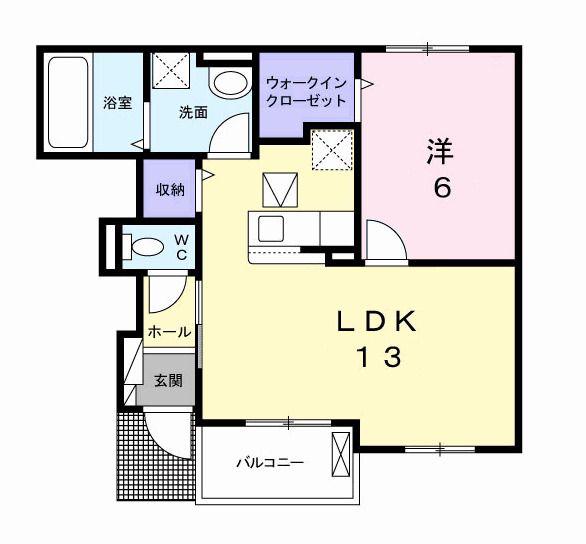 グレイトフルI(1LDK/1階)の間取り写真